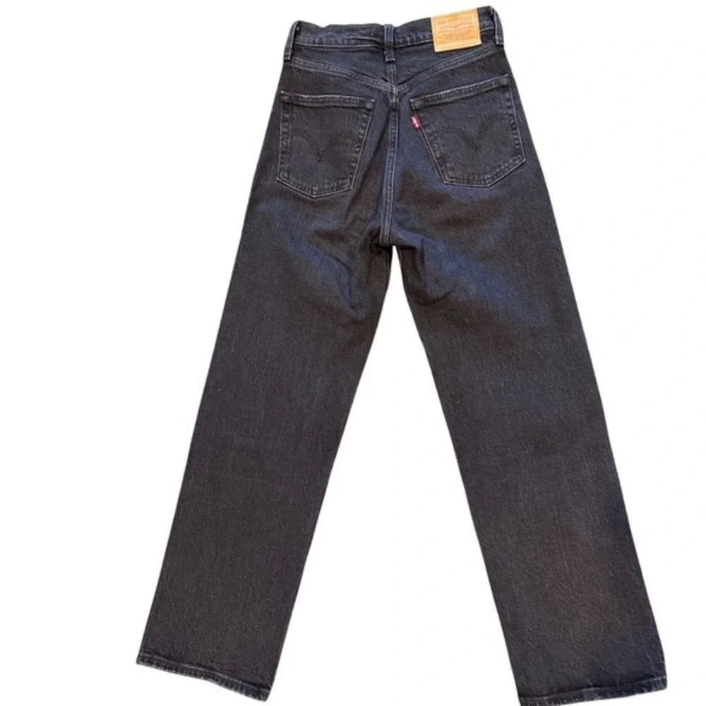 Levi's Ribcage Straight Ankle Jeans Black Wash High Rise Size 24